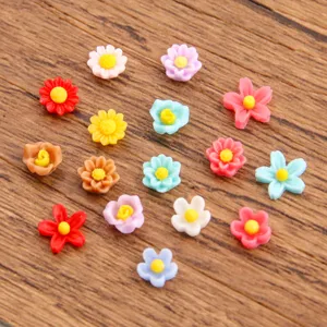 Couleurs Mixtes Résine Fleur Cabochons Mini Fleurs Breloques Dos Plat Ornements Pour Pinces À Cheveux Coque De Téléphone DIY Artisanat