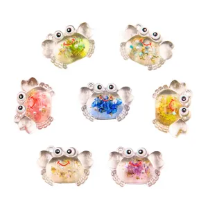 Colorful DIY Resin Crab Pendants Cute Cartoon Animal Charms Jewelry Making 10pcs