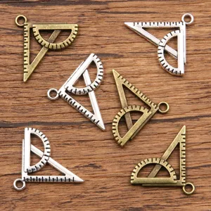 Minimalist Alloy Zinc Geometric Ruler Protractor Mathematical Triangle Ruler Charm Pendant Electroplated DIY Jewelry Crafts Making Accessories For Bags Phone Cases