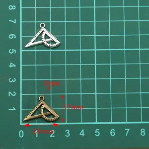 Alloy set square protractor charms for DIY jewelry making, phone and bag accessories 2pcs