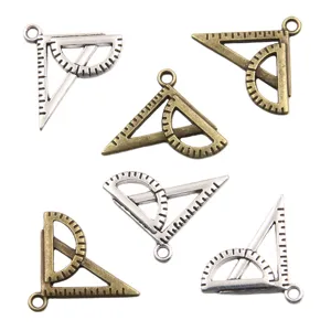 Set square protractor metal charms pendant DIY jewelry accessories wholesale 17x24mm