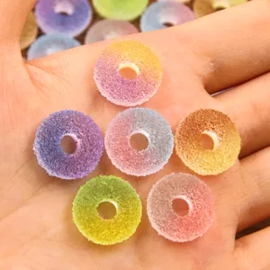 1st 6 Farben 16mm DIY Harz Gradient hohler runder Charme fuer Haarklammer Handyhuelle