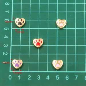 Perline cuore zampa cane in lega 5 colori 10x11mm doppia faccia olio fai-da-te accessori gioielli