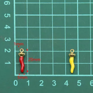 Gold stainless steel enamel chili pepper pendant jewelry making charms DIY accessories
