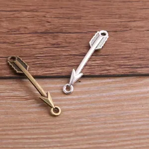 DIY alloy jewelry connector charms, antique bronze and silver arrow shape accessory for crafting.