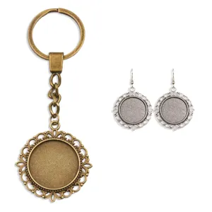 Vintage Fassung Rohling DIY Schmuck Zubehör Schlüsselanhänger und Ohrringe Set.