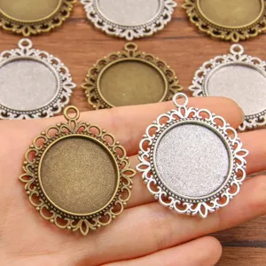 Antik filigran runde Fassung Schale 25mm DIY Anhänger Rohling Basis Legierung Schmuck Zubehör