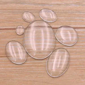 Clear Oval Glass Cabochons Alloy Rhinestone Flatback Time Gem Patches Blank Cameo Settings For DIY Jewelry Making Craft