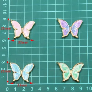 1 Stk 25x33mm Vergoldeter Edelstahl Oel Tropfen Schmetterling Anhaenger Gradient