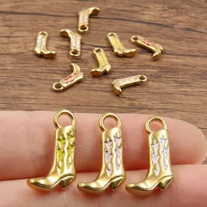 Edelstahl Cowboy Stiefel Emaillierte Anhänger für DIY Schmuckherstellung, 5 Farben, 12x21mm.