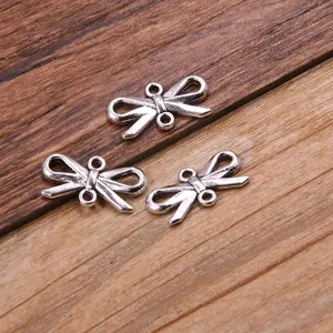 DIY alloy jewelry accessory bow charm connector for bracelet necklace making close-up view