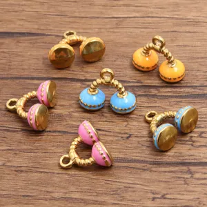 Stainless steel enamel dumbbell charms for DIY jewelry making colorful pendants 14x16mm
