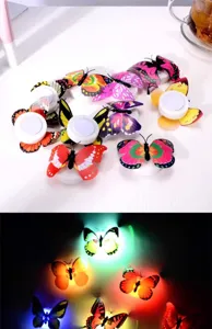 Colorful LED butterfly night light wall sticker glowing lamp set for home decor details