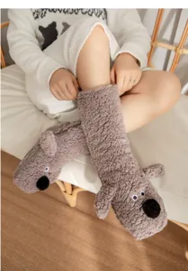 Gezellige winter fleece thermische sokken, dikke pluche huissnoeren met schattig dierdesign.
