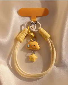 Cute yellow cloud star phone lanyard wrist strap aesthetic charm strap for camera keys