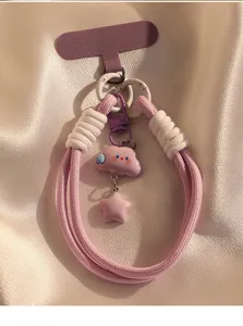 Pink cloud star phone strap wrist lanyard cute charm mobile phone hanging chain accessory