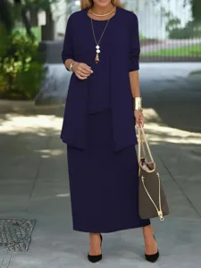 Plus size solid color cardigan camisole and midi skirt 3-piece elegant women outfit.