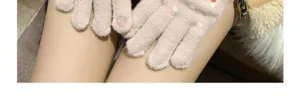 Cute winter plush touchscreen gloves for women, warm thick knitted thermal mittens new.