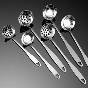 304 Acier Inoxydable Ménage Long Manche Hot Pot Cuillère à Soupe Et Écumoire Épaissie Grande Louche de Soupe Outil de Cuisine