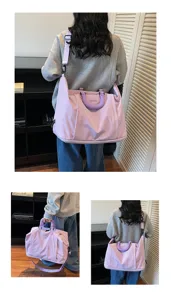 grand sac de voyage grande capacité violet léger pour femme