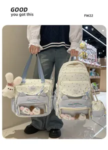 Süßes Ita-Taschen-Set mit Sichtfenster, Katzenohren und Sternenmuster für den Alltag.