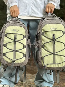 Fresh color block backpack for couples, lightweight hiking and travel daypack with casual style.