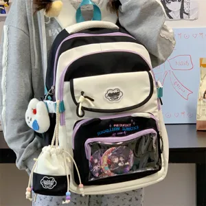 Schüler Kontrast Farbe Rucksack Set mit klarem Ita Fach, süßes Design Schultasche.