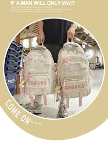 Süßer koreanischer Stil Rucksack für Schüler, große Kapazität Mehrfächer Schultasche.