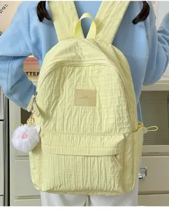 Sac à dos d'école jaune décontracté pour filles, grande capacité, sac léger de voyage.
