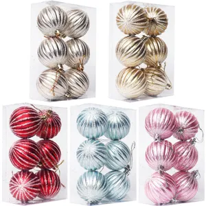 Palline per albero di Natale set 6pz in plastica costate decorazioni festive