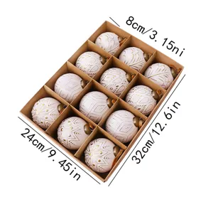 12 stuks vintage kerstbal set wit goud decoratieve ballen voor kerstboom decoratie