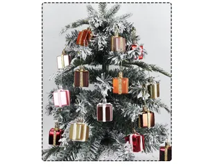 Mini gift box Christmas tree hanging ornaments set, colorful decor pendants for holiday parties.