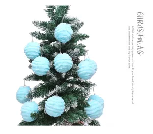 Bolas de Navidad de peluche azul suave adornos colgantes decoracion para el arbol