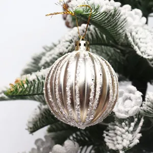 Addobbo natalizio dorato 6cm in plastica con glitter palla a zucca decorazione festiva.