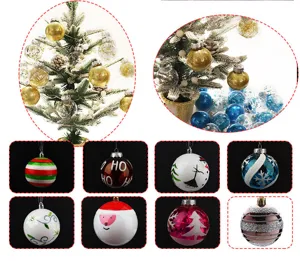 Juego de bolas para arbol de navidad, adornos colgantes de plastico transparente de 6cm de diametro.