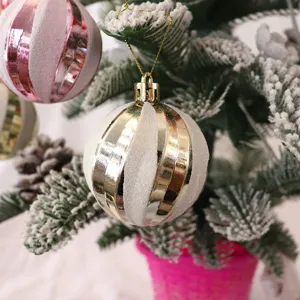 Bola de navidad decorativa colgante de rayas adorno festivo para la fiesta en hogar.