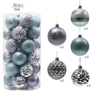 Boules de Noël ensemble 6cm 30pcs décorations incassables pour sapin de Noël fête et vacances