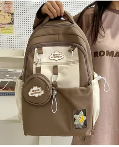 Niedlicher kontrastfarbener Freizeitrucksack Set mit Mini-Tasche fuer den Alltag