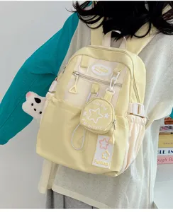 Zaino con stella carino giapponese borsa scolastica giallo latte casual per ragazze viaggio