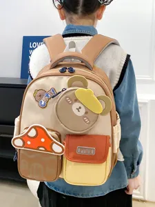 Joli mini sac à dos pour enfants, style mignon dessin animé ours cartable léger main