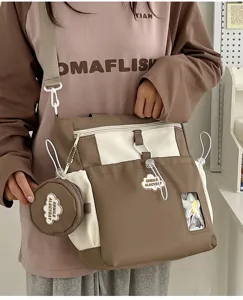 Süßer Mehrfachtaschen Canvas Rucksack Mini Umhängetasche mit Münzbeutel Detailansicht