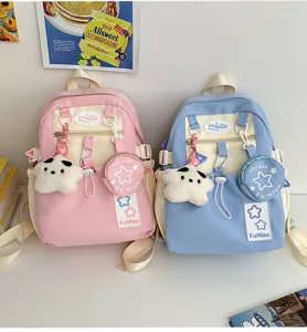 Zaino in stile giapponese carino con ciondolo a stella e mini borsa per le ragazze