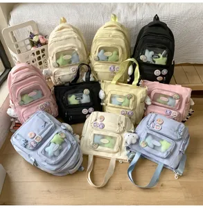 Süßer Rucksack und Tragetasche mit Sichtfenster, farbenfrohe Schultasche für Kinder und Schüler.