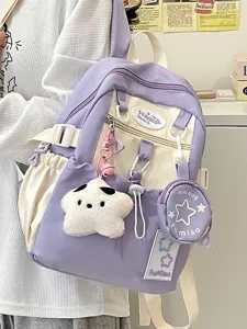 Donne Nylon Zaino Casual Carino Pentagramma Viaggio Scuola Borsa Piccolo Zainetto Con Pendenti Borsa Moda