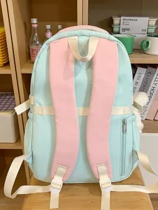 Süßer farbblockierter Schulrucksack für Teenager Mädchen, lässiger, süßer Tagesrucksack.