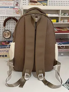 Stilvoller Mini-Rucksack für Damen, süßer braun-weißer Freizeitrucksack für Alltag Schule