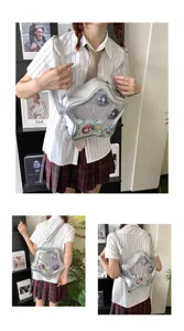 Japanese cute star ita bag silver mini backpack sweet cool girl crossbody bag badge display