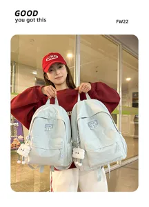 Freizeit Segeltuch Rucksack große Kapazität Schultasche für Schüler hellblau chic