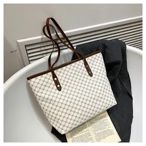 Large capacity women tote bag stylish commute shoulder bag chic monogram fashion handbag
