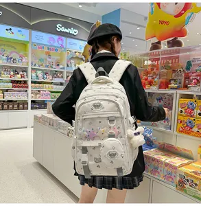 Weisser Canvas Ita Rucksack mit Sternenprint transparenter Tasche und Kleinmuenzbeutel